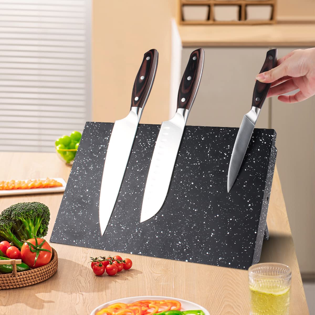 MOSFiATA Magnetic Knife Block - Magnetic Knife Holder - Magnetic Knife Stand- Cutlery Display Stand and Storage Rack