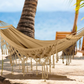 MOSFiATA Backyard Hammock with Tassels Max 500lbs Canvas Fabric Bohemian Style with Thickened Rope and Carry Bag for Outdoor, Garden, Patio, Wedding Decor (Khaki)