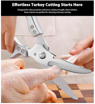 Poultry Shears, Heavy Duty Kitchen Shears With Anti-Slip Handle，Poultry Scissors for Meat, Chicken, Bone,Turkey, Fish