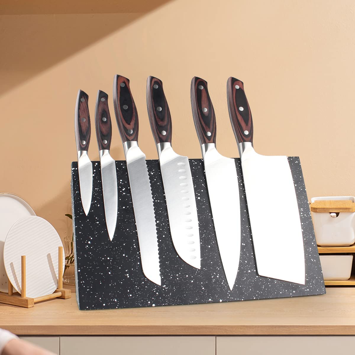 MOSFiATA Magnetic Knife Block - Magnetic Knife Holder - Magnetic Knife Stand- Cutlery Display Stand and Storage Rack