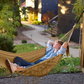 MOSFiATA Backyard Hammock with Tassels Max 500lbs Canvas Fabric Bohemian Style with Thickened Rope and Carry Bag for Outdoor, Garden, Patio, Wedding Decor (Khaki)