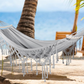 MOSFiATA Backyard Hammock with Tassels Max 500lbs Canvas Fabric Bohemian Style with Thickened Rope and Carry Bag for Outdoor, Garden, Patio, Wedding Decor (Gray)