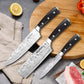 MOSFiATA Professional Chef Knife Set with German High Carbon Stainless Steel Kitchen Knife Set 3 PCS-8" Chefs Knife &7" Nakiri Knife&5" Utility Knife