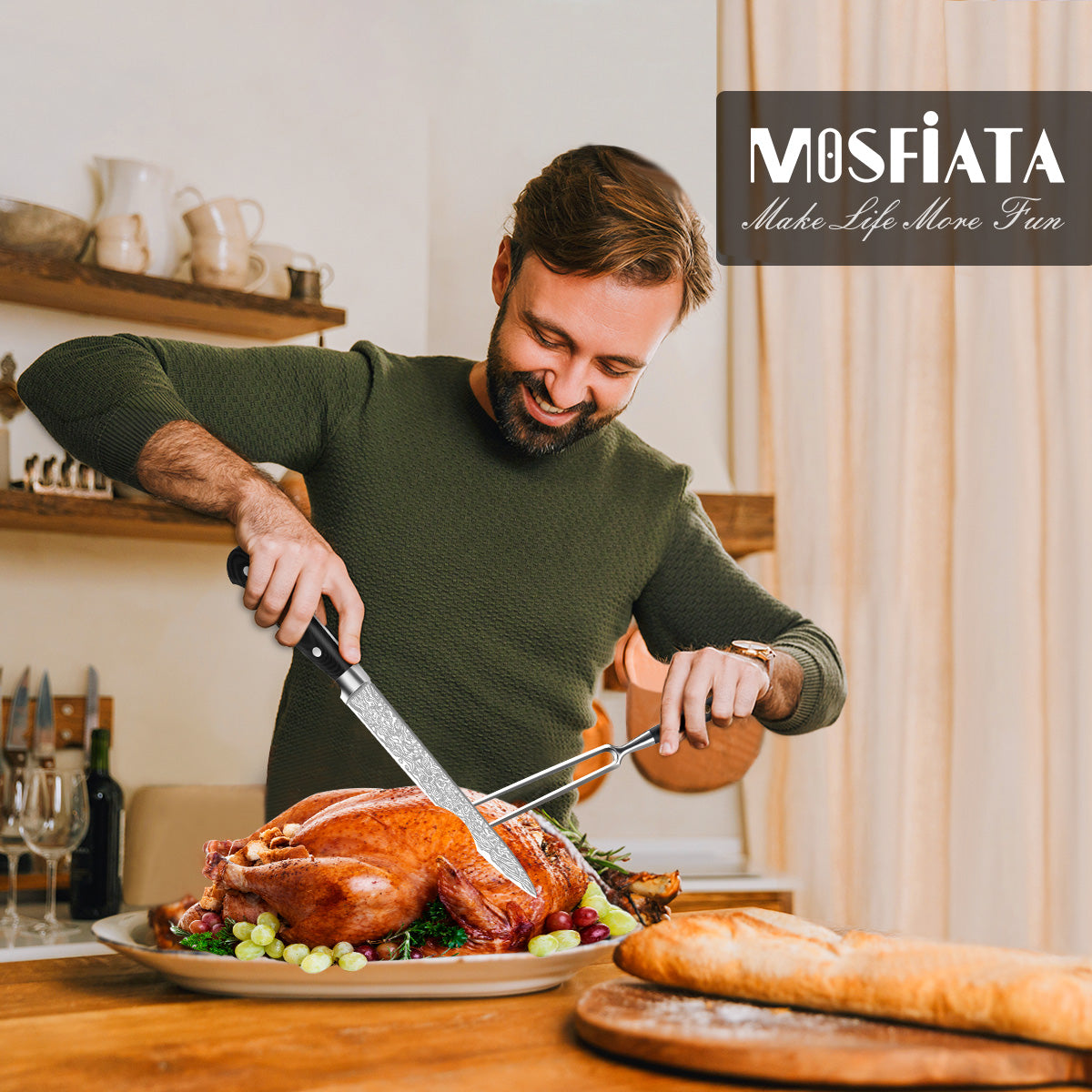 8 Carving Knife and 7 Fork Set Brisket Slicing Knife – mosfiata