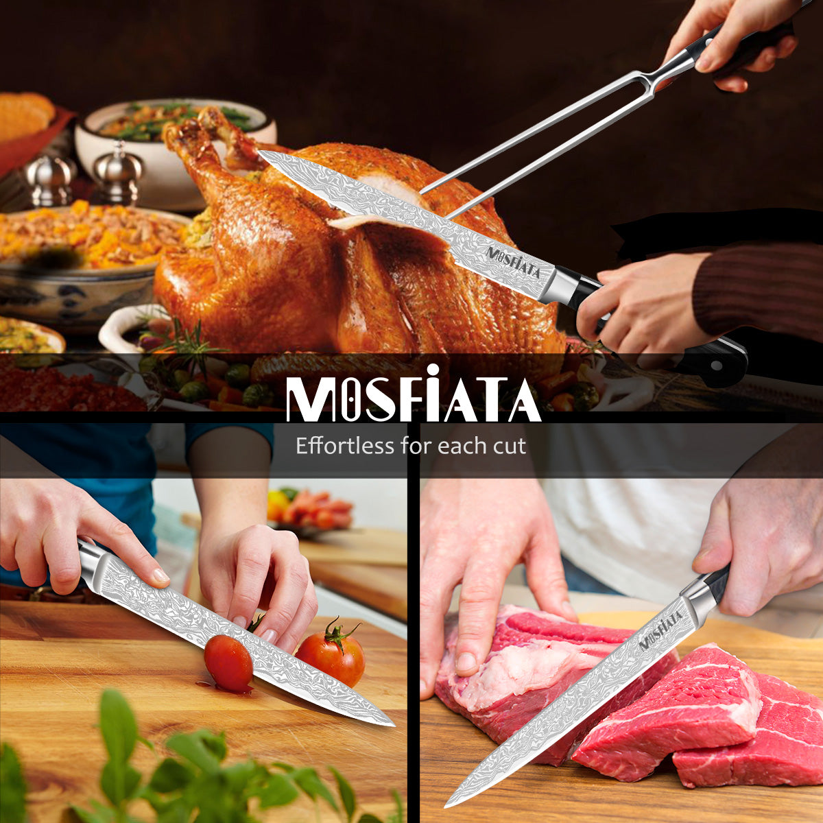 8 Carving Knife and 7 Fork Set Brisket Slicing Knife – mosfiata