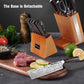 MOSFIATA Knife Set-21Pcs Kitchen Knife Set with detachable Knife Holder & Sharpener Rod, German High Carbon Stainless Steel EN1.4116 Chef knife set with Handle colored wood