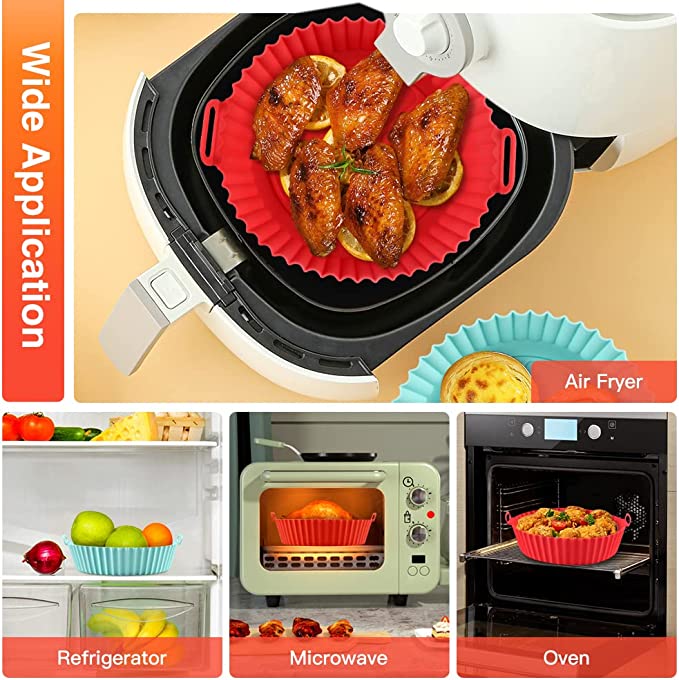 2 PACK**Reusable Air Fryer Silicone Liners - Non Stick Oven Baking Pot  Basket
