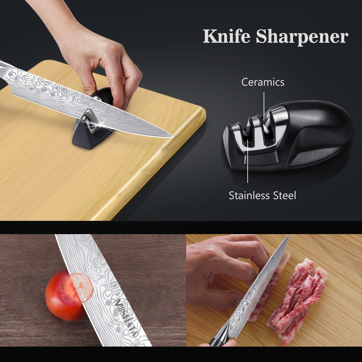 Buy MOSFiATA 8 Super Sharp Professional Chef's with Finger Guard and  Sharpener, German High Carbon Stainless Steel EN1.4116 with Micarta Handle  and Gift Box Online at desertcartKUWAIT