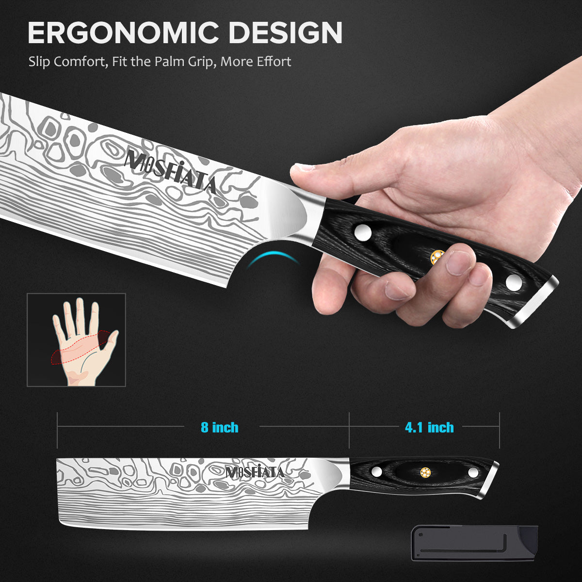 7” Nakiri Knife with Finger Guard and Blade Guard in Gift Box – mosfiata