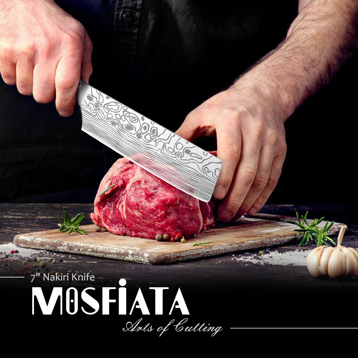 MOSFiATA Nakiri Knife 7 Inch Vegetable Cleaver Knife, 5Cr15Mov