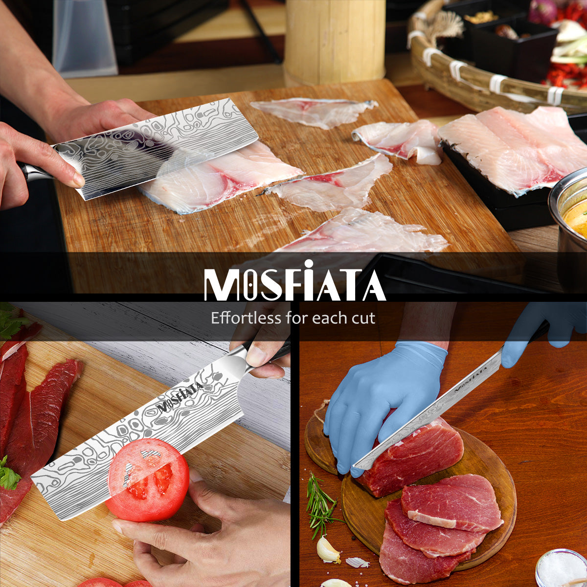 7'' Nakiri Knife Kitchen Chef's Knife German stainless Steel Meat Slicing  Tool