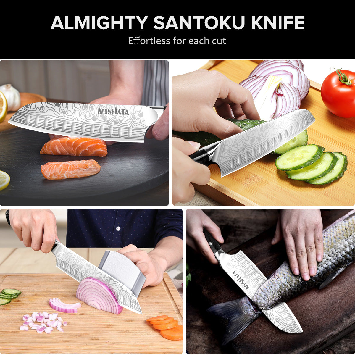 7"  Santoku Knife with Finger Guard and Knife Sharpener