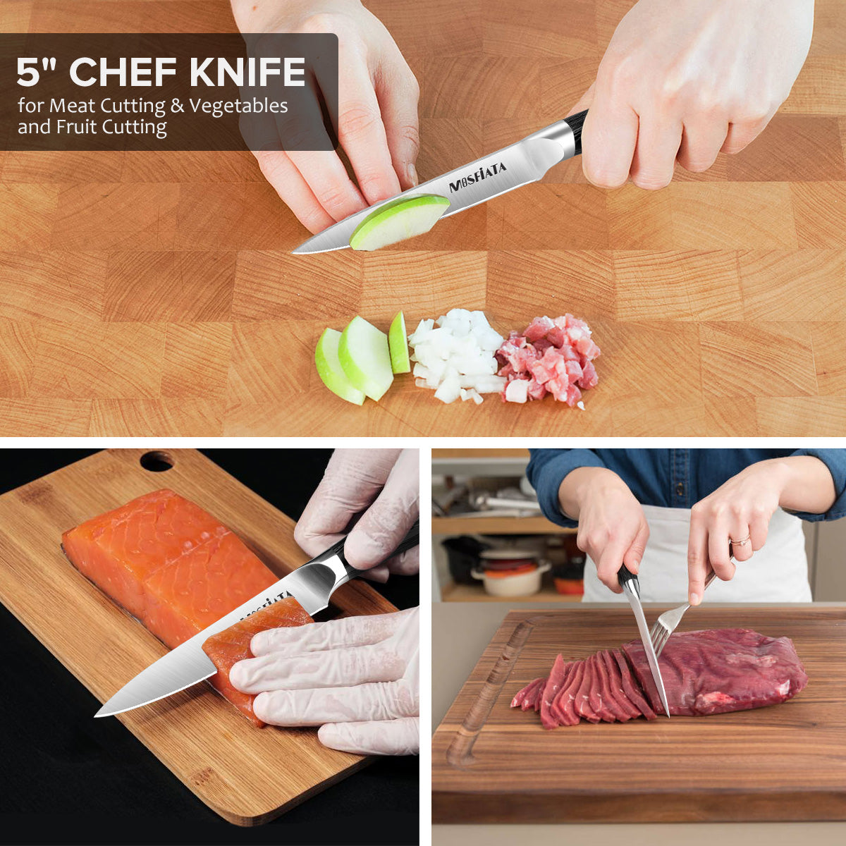 5” Chef Knife and 3.5" Fruit Knife Set with Knife Sheath