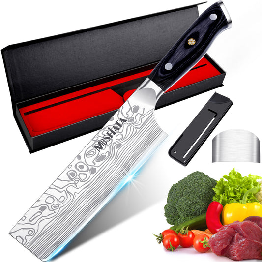 7” Nakiri Knife with Finger Guard and Blade Guard in Gift Box